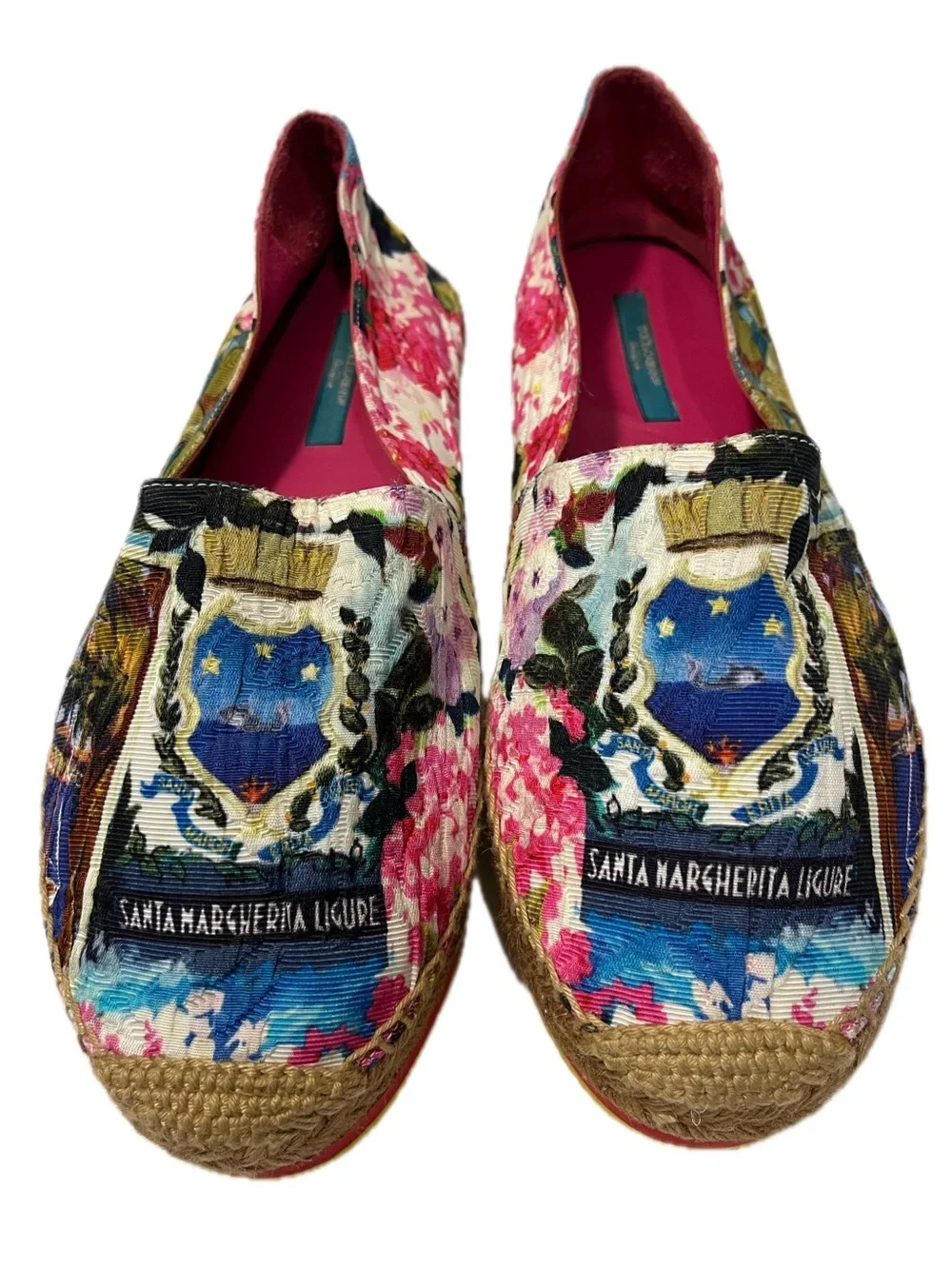 Dolce & Gabbana Floral Tropical Flar Espadrille Slip-Ons Sandals Santa Margheria